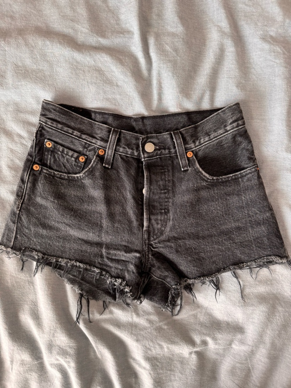 Levi's Black Washed 501 Denim Cutoff Shorts